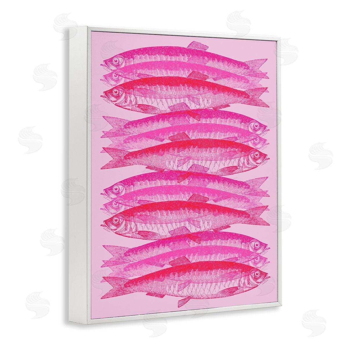 Stupell Studio Pink Layered Fish White Framed Giclee Wall Art Print