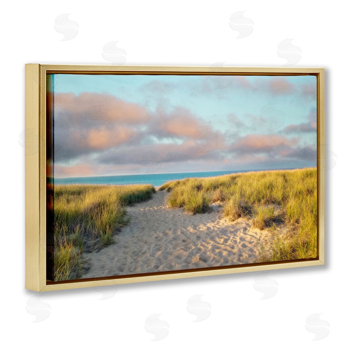 Brooke T. Ryan Beachy Footprints Path Gold Floating Frame Canvas Wall Art Print