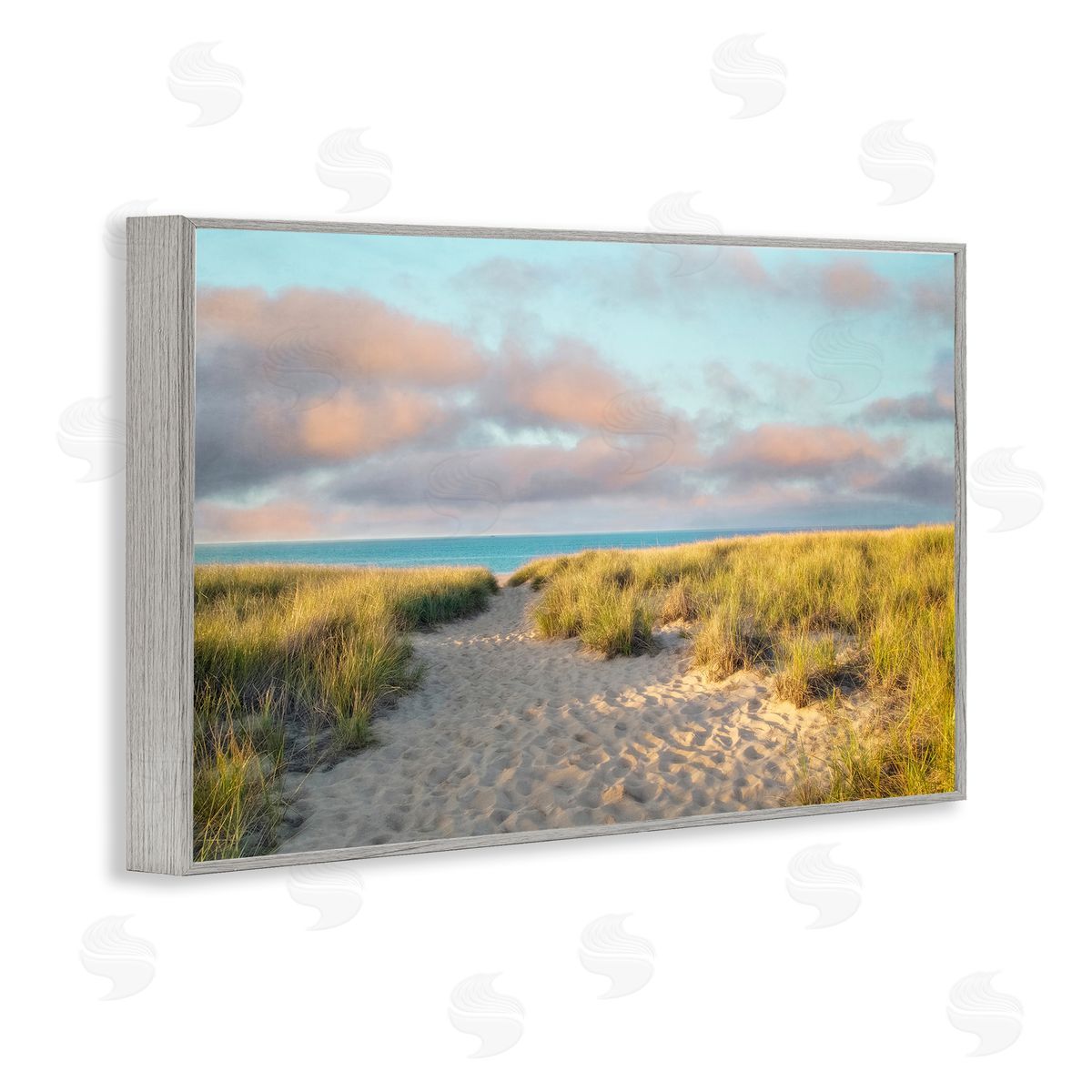 Brooke T. Ryan Beachy Footprints Path Gray Framed Giclee Wall Art Print