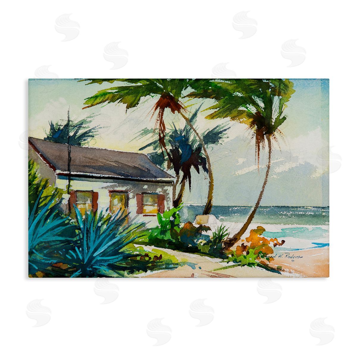 Richard A. Rodgers Windswept Palms Cottage Canvas Wall Art Print