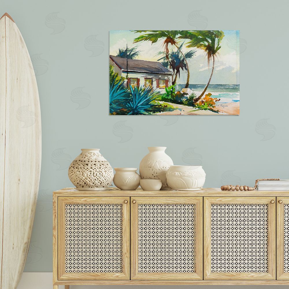 Richard A. Rodgers Windswept Palms Cottage Canvas Wall Art Print in Room