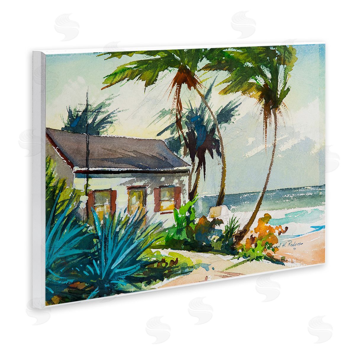 Richard A. Rodgers Windswept Palms Cottage Wooden Wall Plaque Art Print