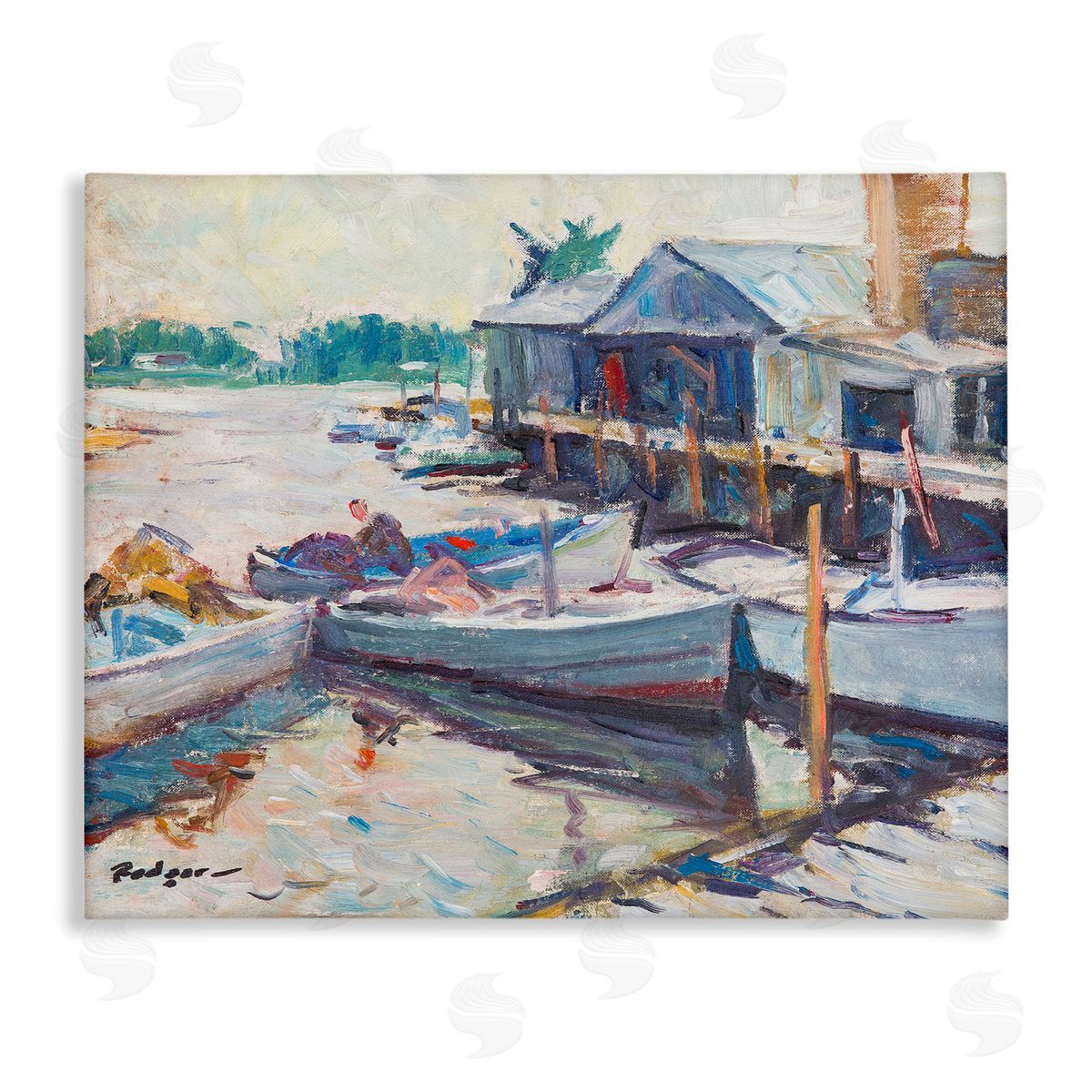 Richard A. Rodgers Scenic Boat Marina Canvas Wall Art Print