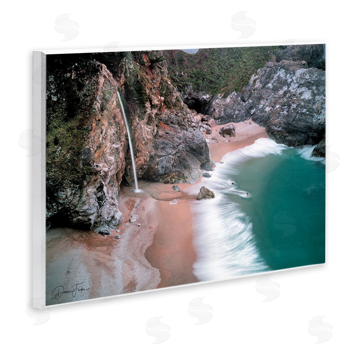 Tropical Waterfall Cliffs Wood Plaque Wall Art, Home Decor by Dennis Frates