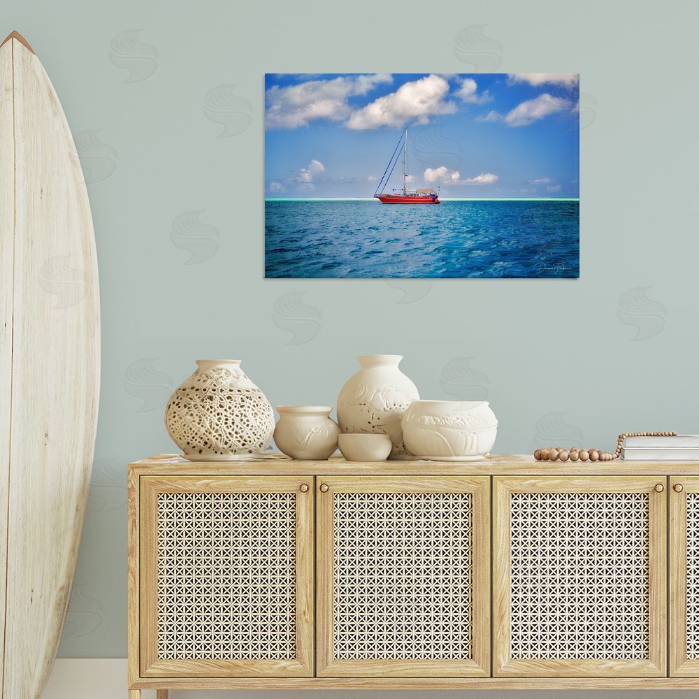 Dennis Frates Ship & Cloudy Sea Canvas Wall Art Print in Room