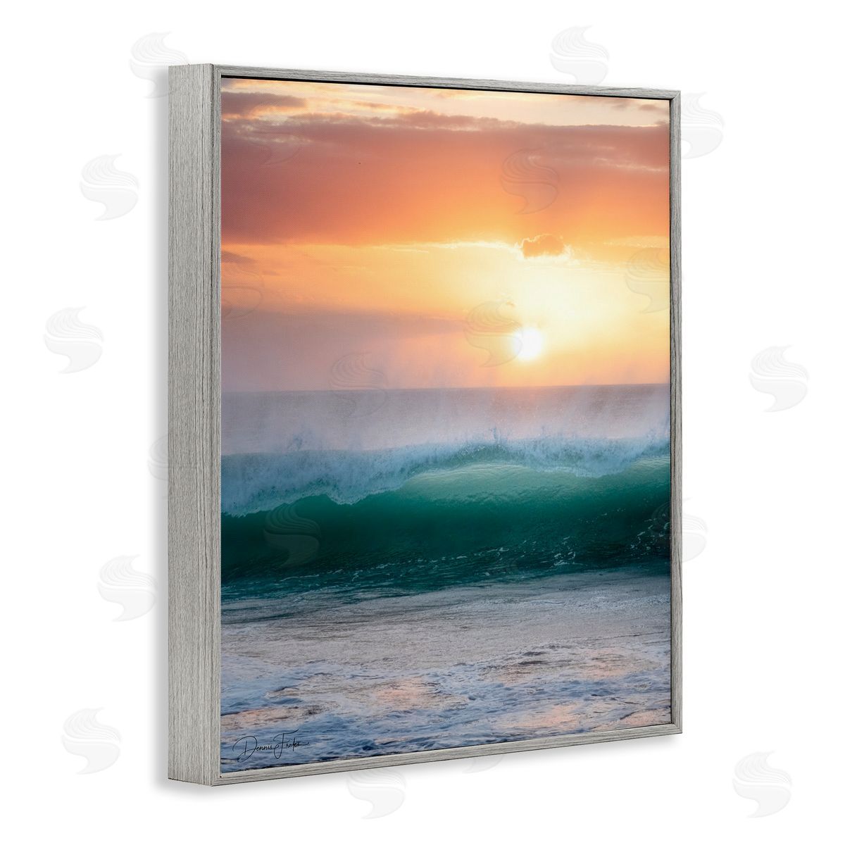 Breaking Sea Wave Grey Frame Print Wall Art, Home Decor by Dennis Frates