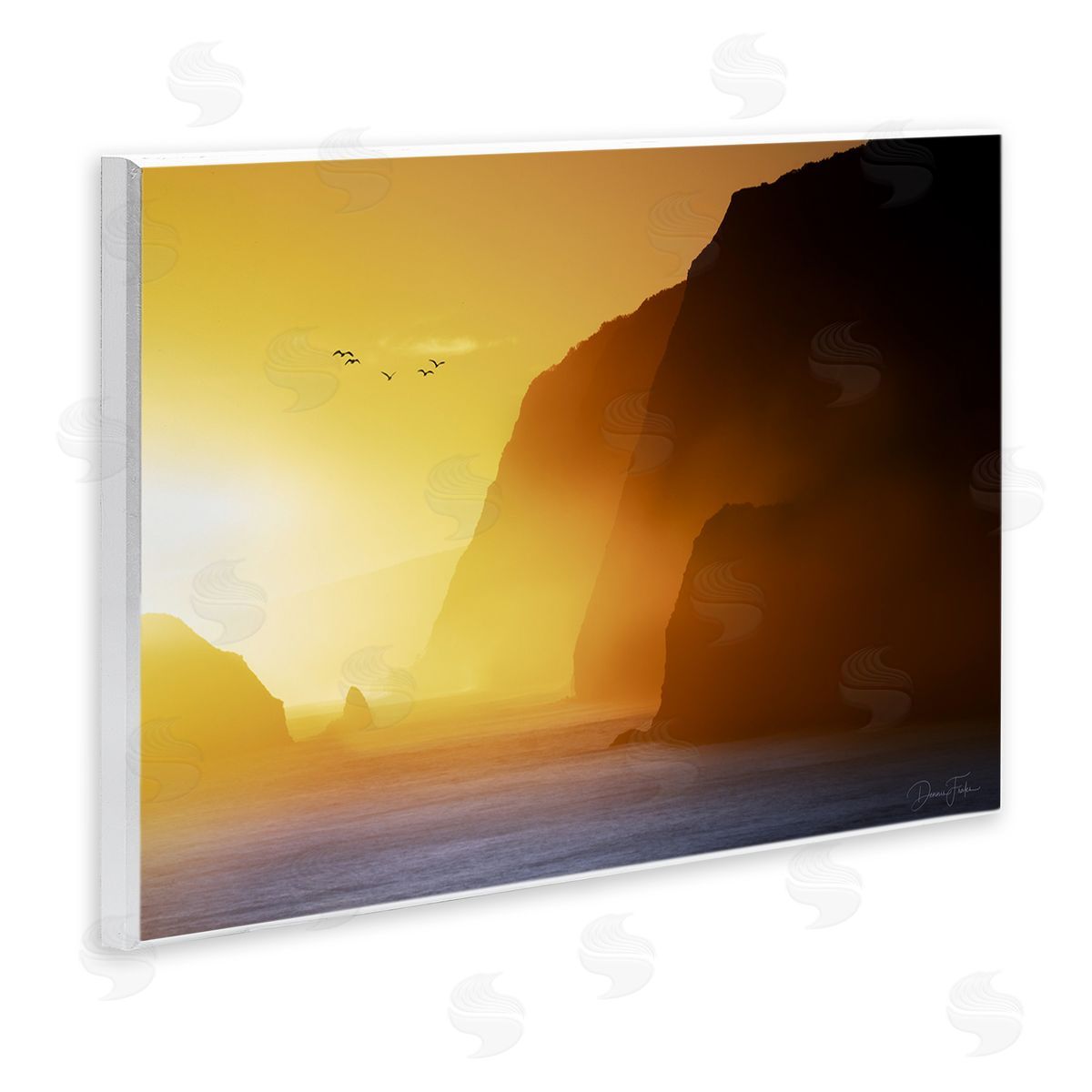 Bright Sunlit Cliffs Wood Plaque Wall Art, Home Decor by Dennis Frates
