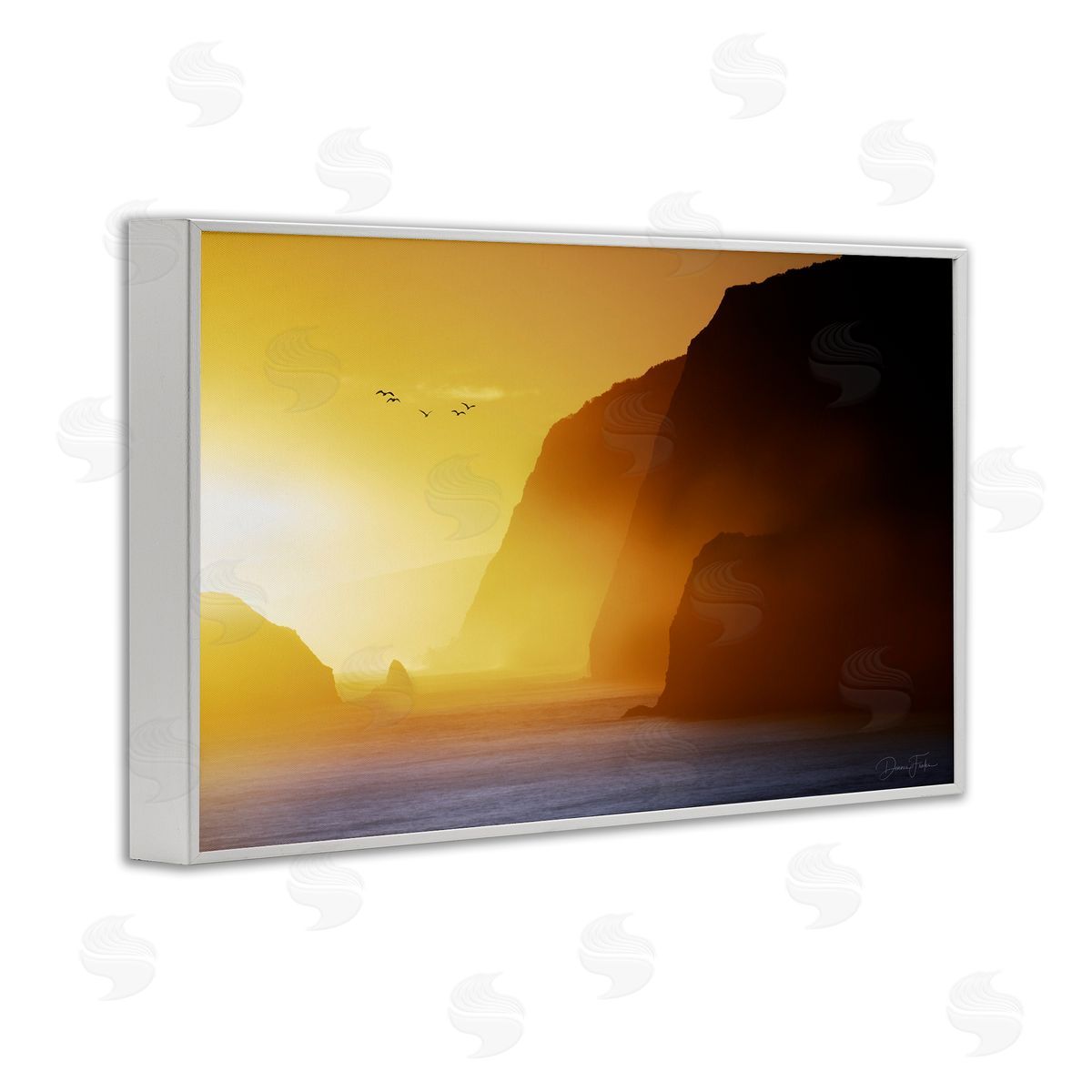 Bright Sunlit Cliffs White Frame Print Wall Art, Home Decor by Dennis Frates