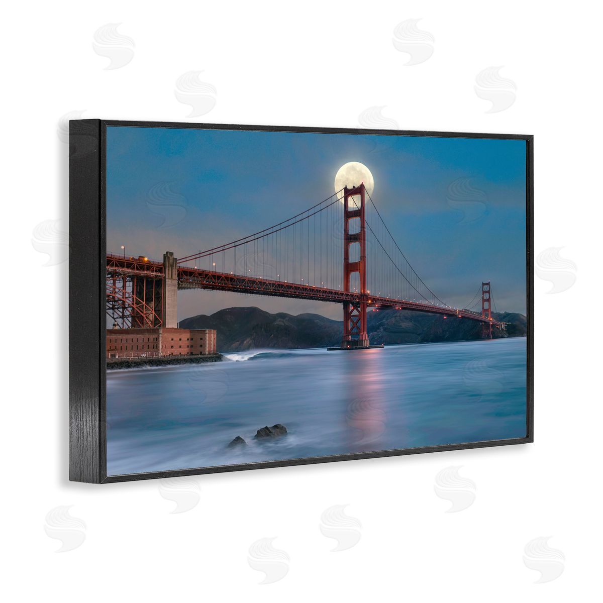 Lee Sie Moonlit Bridge Landmark Black Framed Giclee Wall Art Print