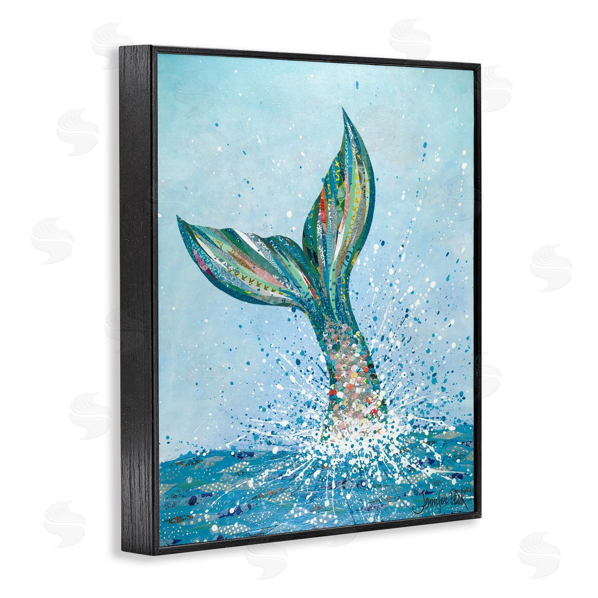 Diving Mermaid Tail Black Frame Print Wall Art, Home Decor by Jennifer Peck