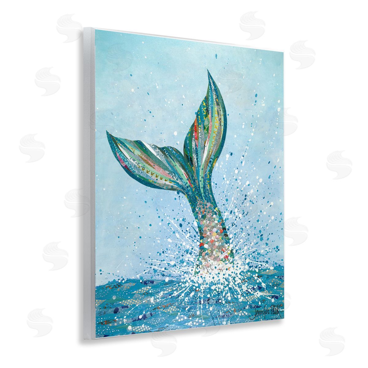 Diving Mermaid Tail Wood Plaque Wall Art, Home Decor by Jennifer Peck