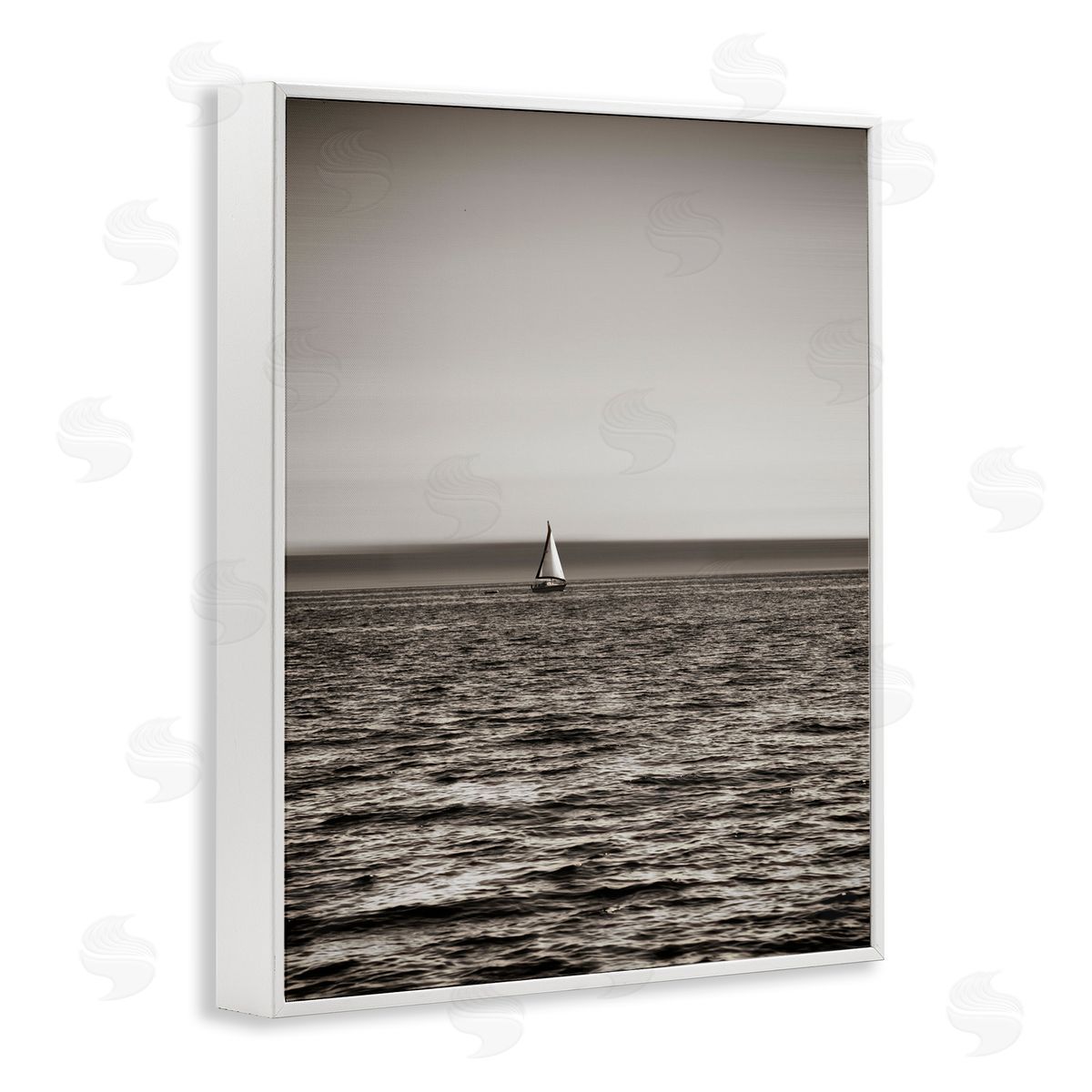 Lone Distant Sailboat White Frame Print Wall Art, Home Decor by Savanah Plank