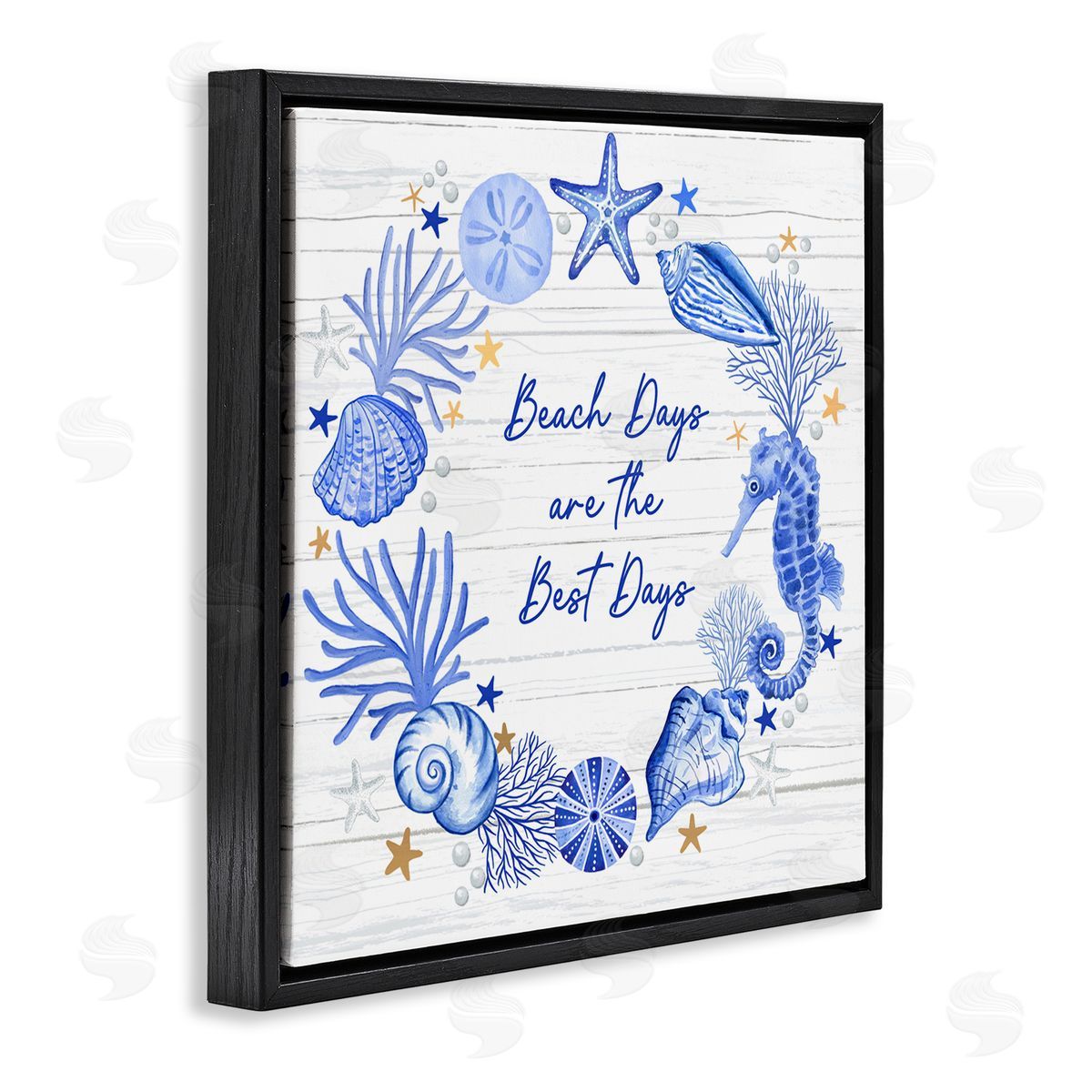 Sharon Lee Beach Days Best Wreath Black Floating Frame Canvas Wall Art Print