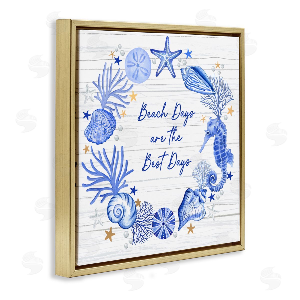 Sharon Lee Beach Days Best Wreath Gold Floating Frame Canvas Wall Art Print