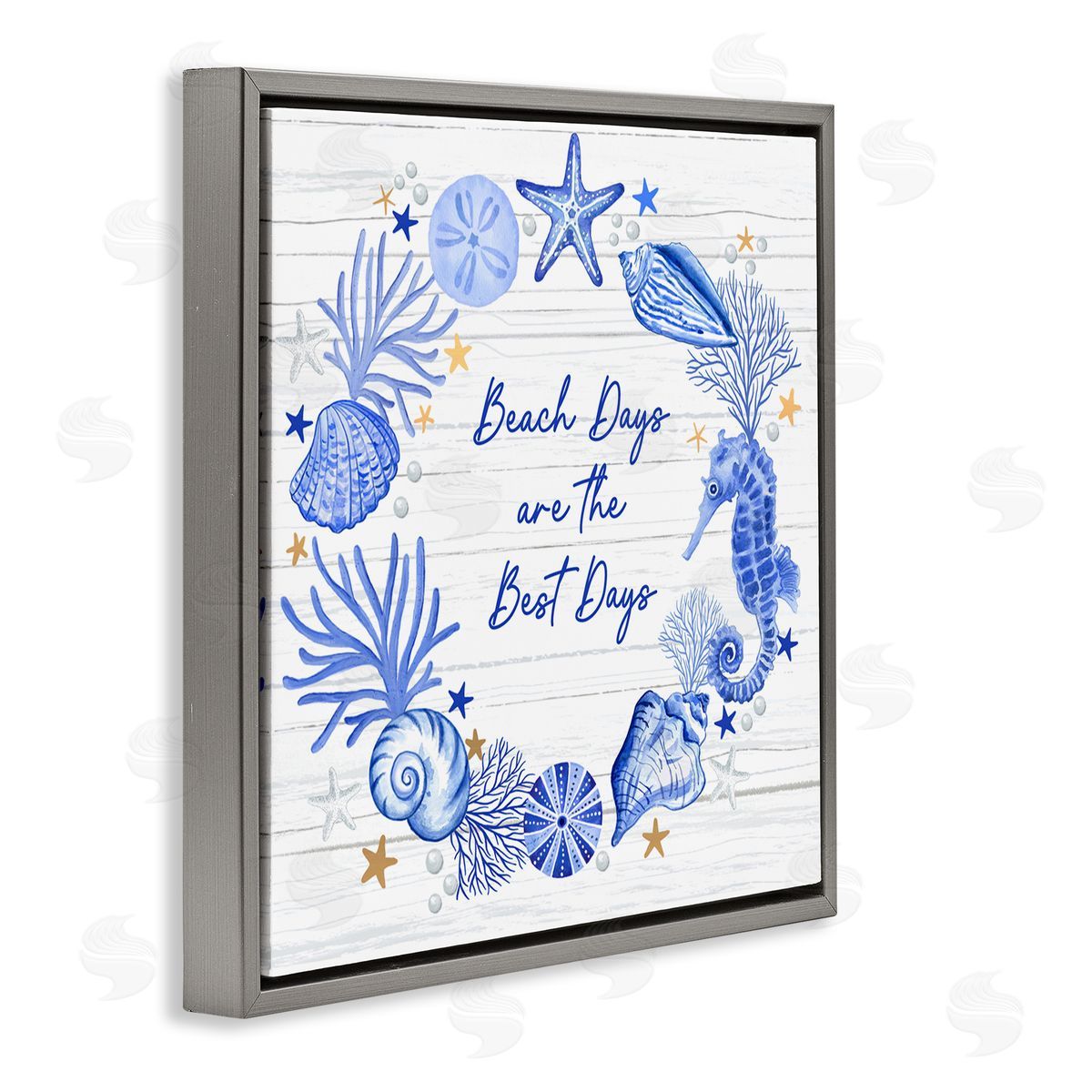 Sharon Lee Beach Days Best Wreath Gray Floating Frame Canvas Wall Art Print