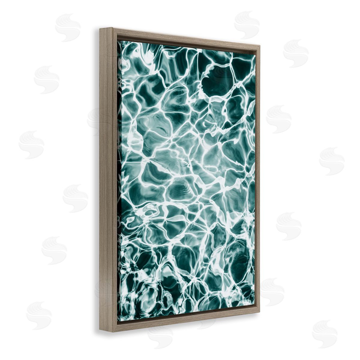 Aqua Ripple Pattern Brown Floating Frame Canvas Wall Art, Home Decor by Sisi and Seb