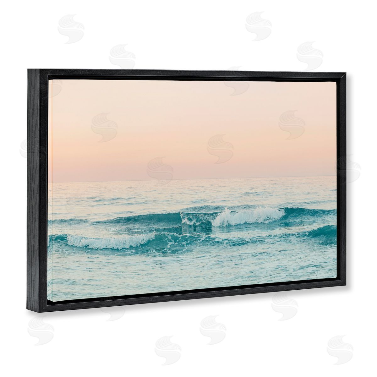 Sisi and Seb Greece Ocean Waves Black Floating Frame Canvas Wall Art Print