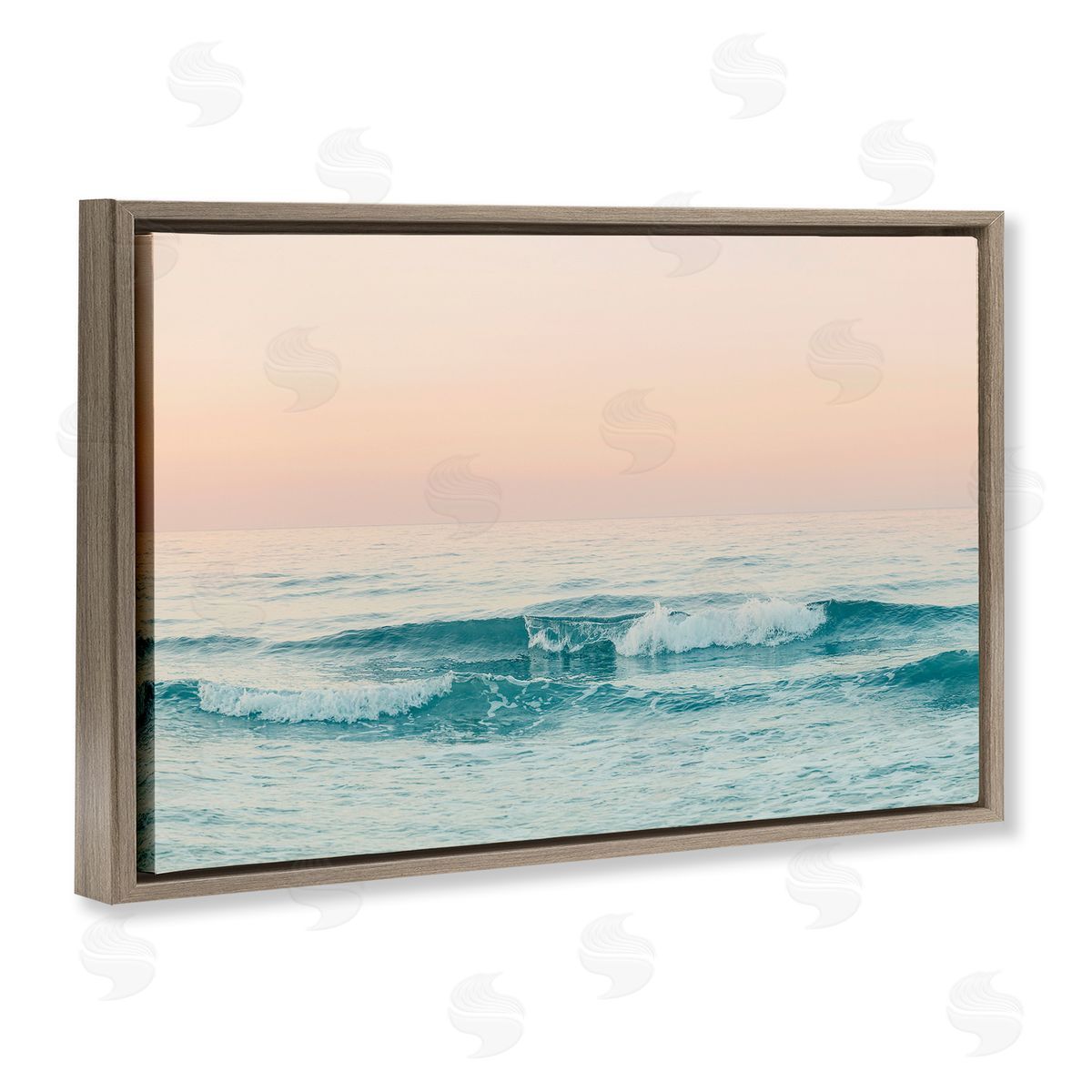 Sisi and Seb Greece Ocean Waves Brown Floating Frame Canvas Wall Art Print