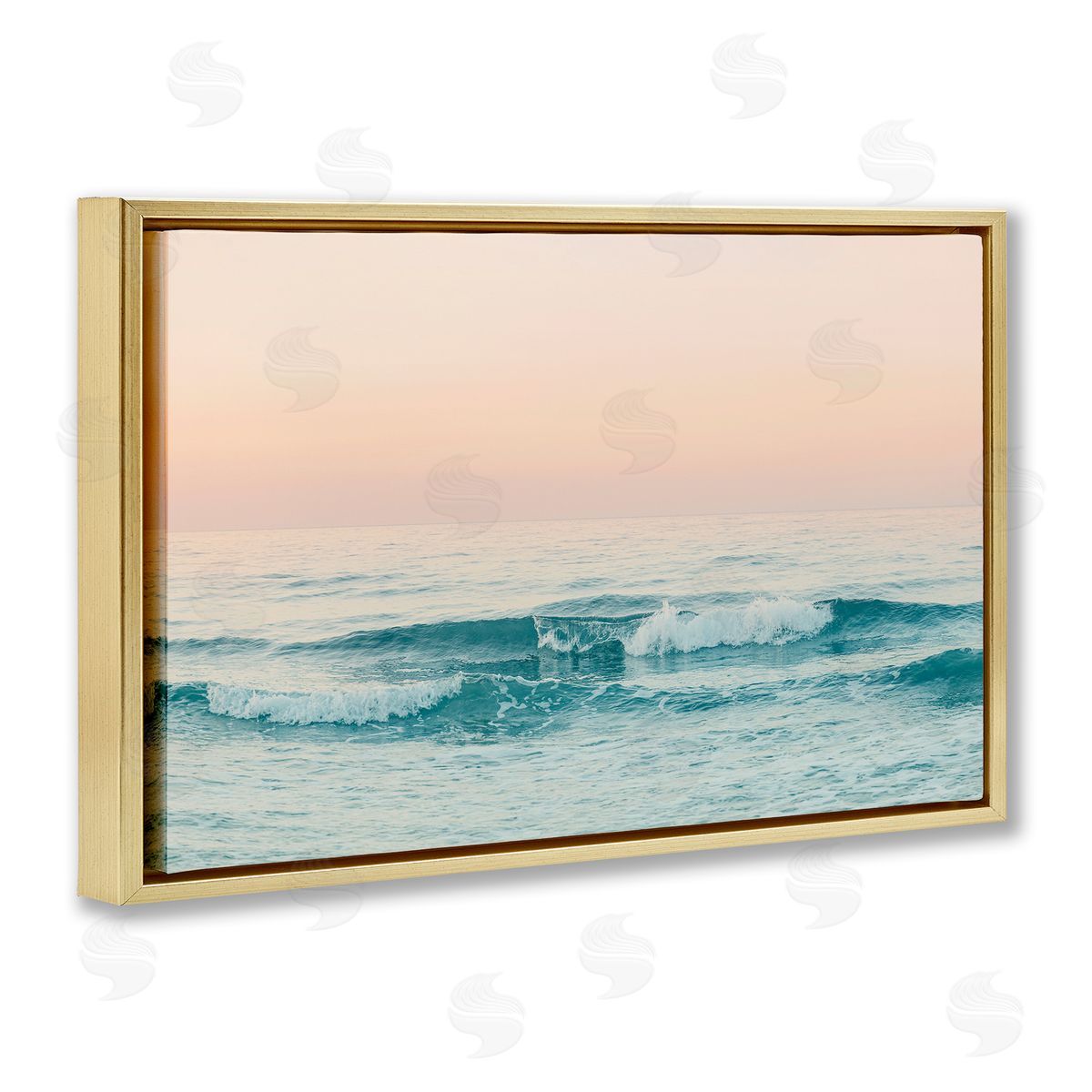 Sisi and Seb Greece Ocean Waves Gold Floating Frame Canvas Wall Art Print
