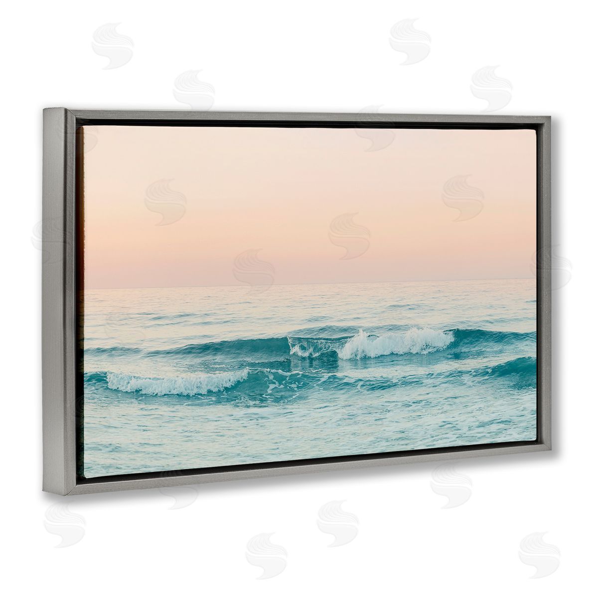 Sisi and Seb Greece Ocean Waves Gray Floating Frame Canvas Wall Art Print
