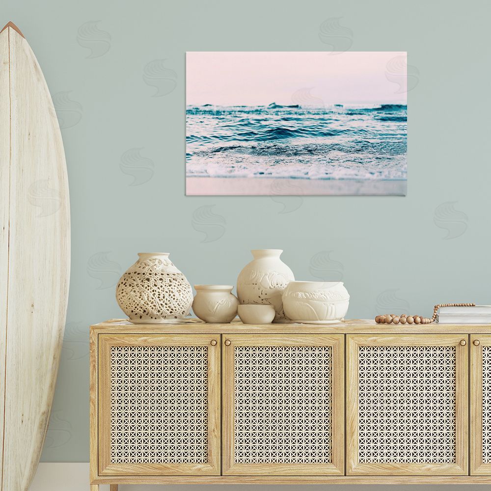 Sisi and Seb Ocean Wave Blush Canvas Wall Art Print in Room