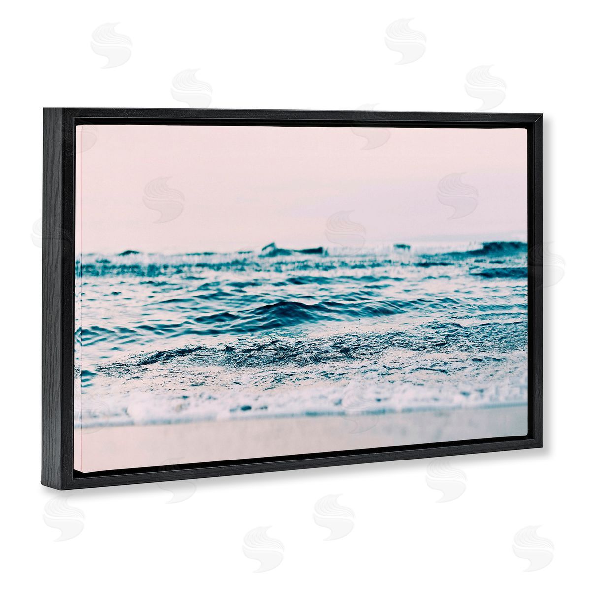 Sisi and Seb Ocean Wave Blush Black Floating Frame Canvas Wall Art Print