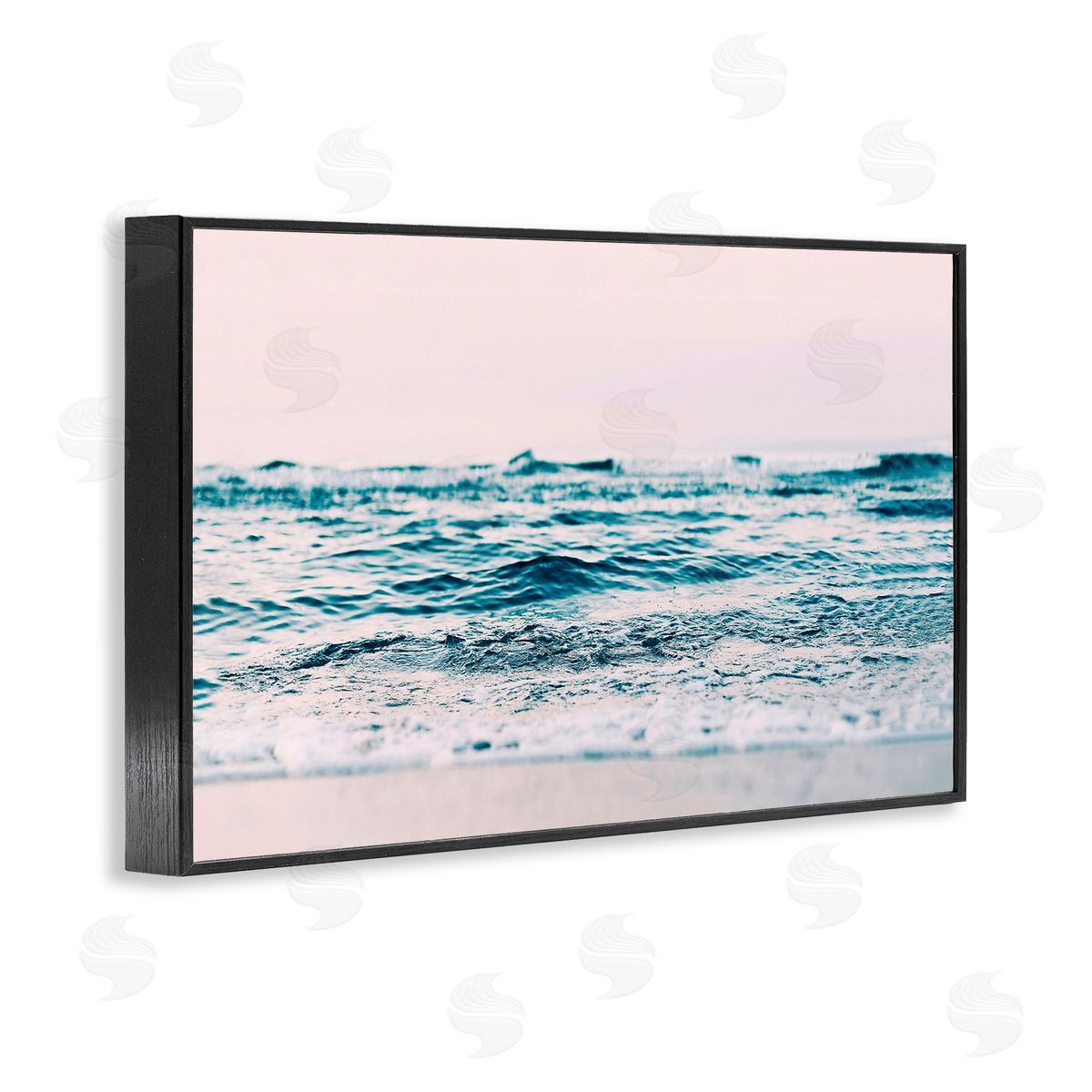 Sisi and Seb Ocean Wave Blush Black Framed Giclee Wall Art Print