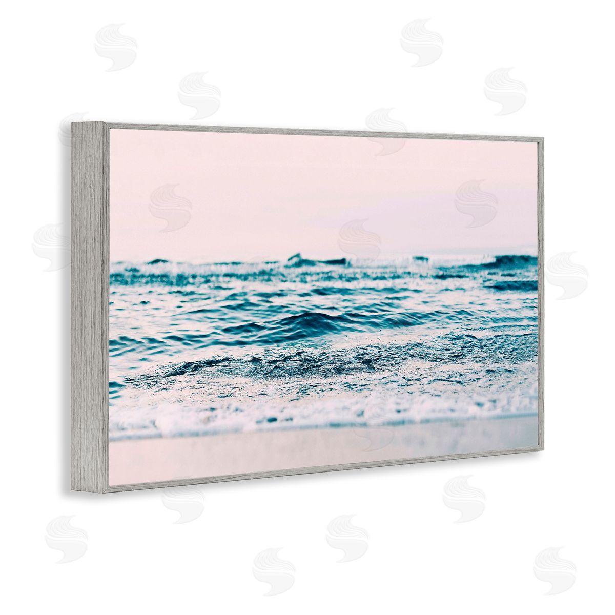 Sisi and Seb Ocean Wave Blush Gray Framed Giclee Wall Art Print
