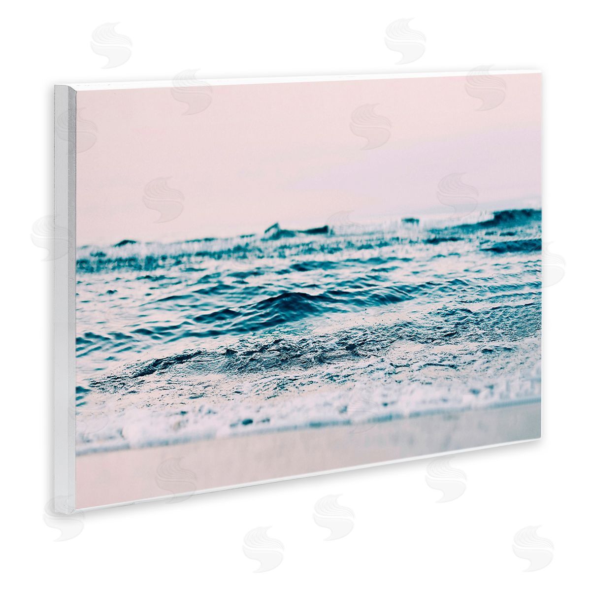 Sisi and Seb Ocean Wave Blush Wooden Wall Plaque Art Print