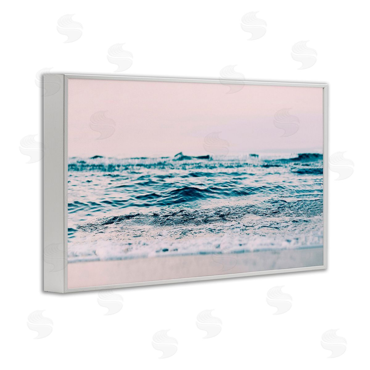 Sisi and Seb Ocean Wave Blush White Framed Giclee Wall Art Print