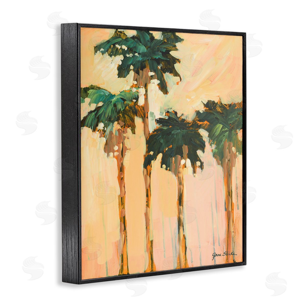 Shady Palms Impression Black Frame Print Wall Art, Home Decor by Jane Slivka