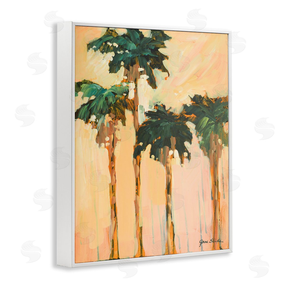 Shady Palms Impression White Frame Print Wall Art, Home Decor by Jane Slivka
