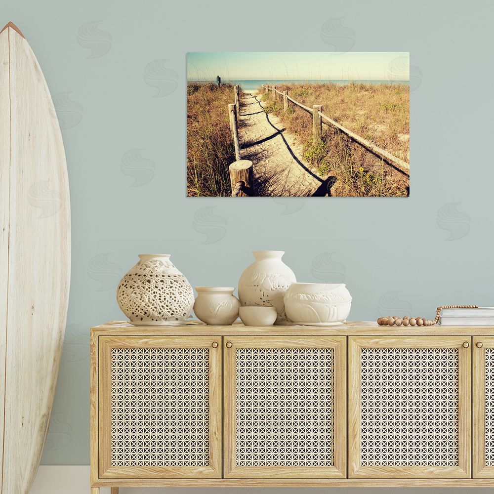 Gail Peck Sandy Path Railing Canvas Wall Art Print in Room