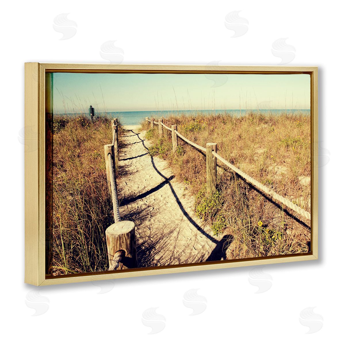 Gail Peck Sandy Path Railing Gold Floating Frame Canvas Wall Art Print