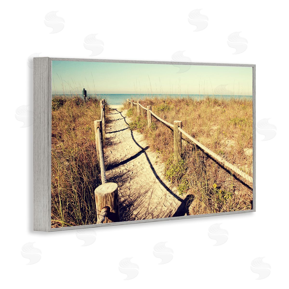 Gail Peck Sandy Path Railing Gray Framed Giclee Wall Art Print