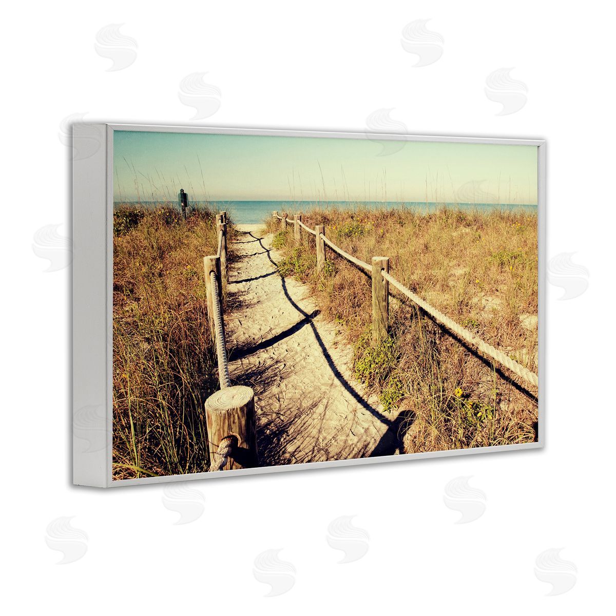 Gail Peck Sandy Path Railing White Framed Giclee Wall Art Print