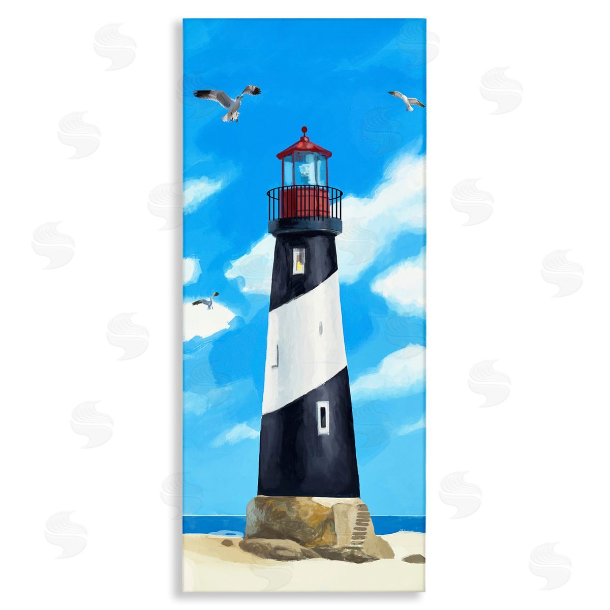 Lighthouse on Beach Canvas Wall Art, Home Decor by Lucca Sheppard