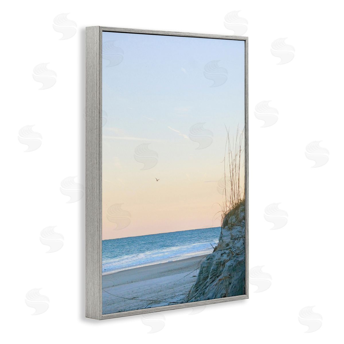 Serene Beach Sunset Grey Frame Print Wall Art, Home Decor by Gail Peck