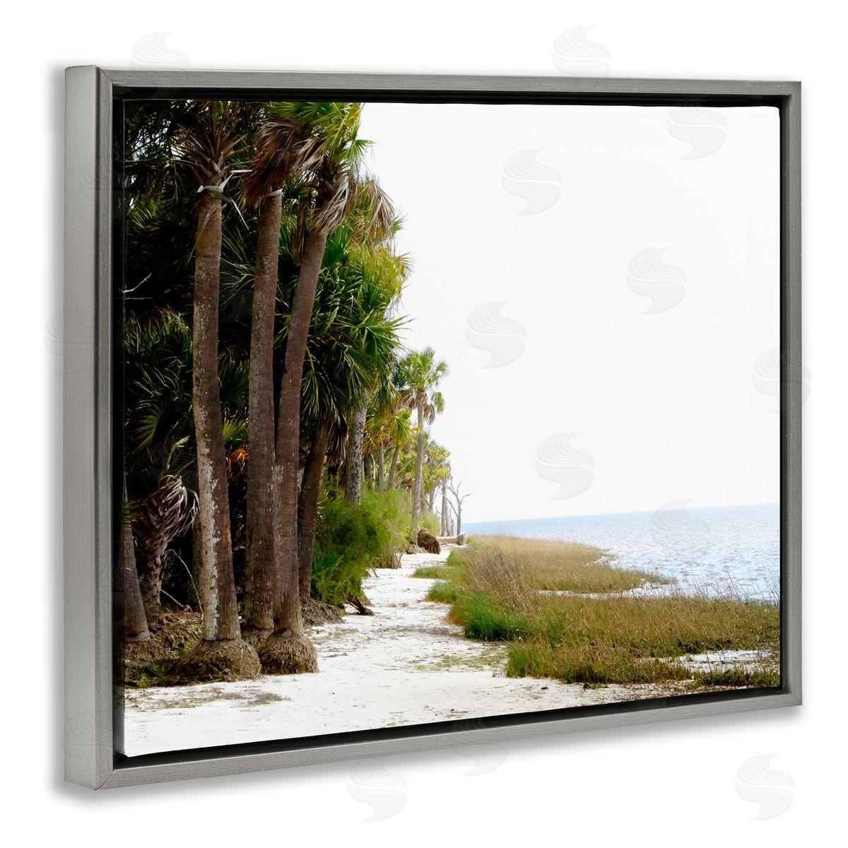 Palm Beach Path Grey Floating Frame Canvas Wall Art, Home Decor by Gail Peck
