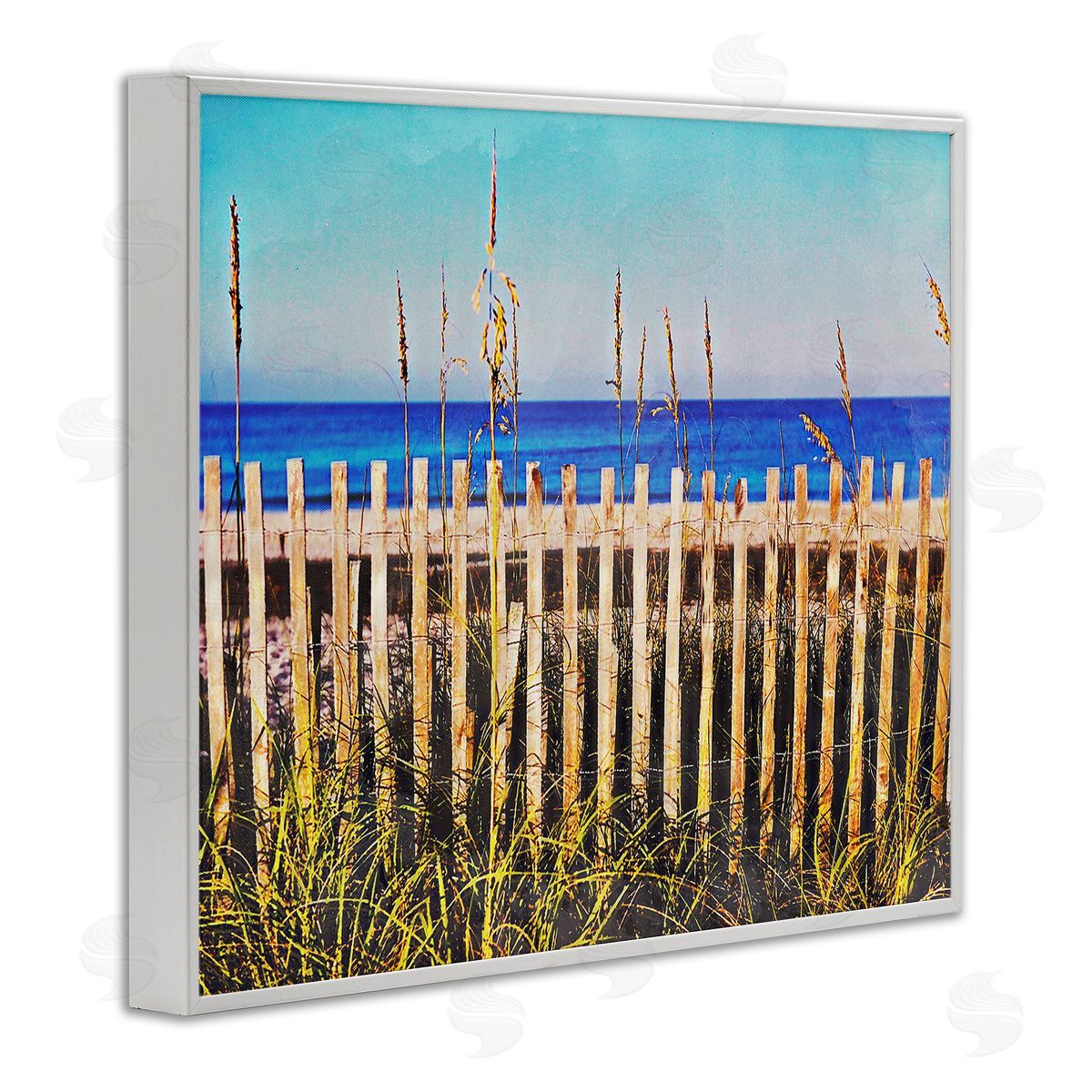 Bill Carson Photography Florida Fenced Beach White Framed Giclee Wall Art Print
