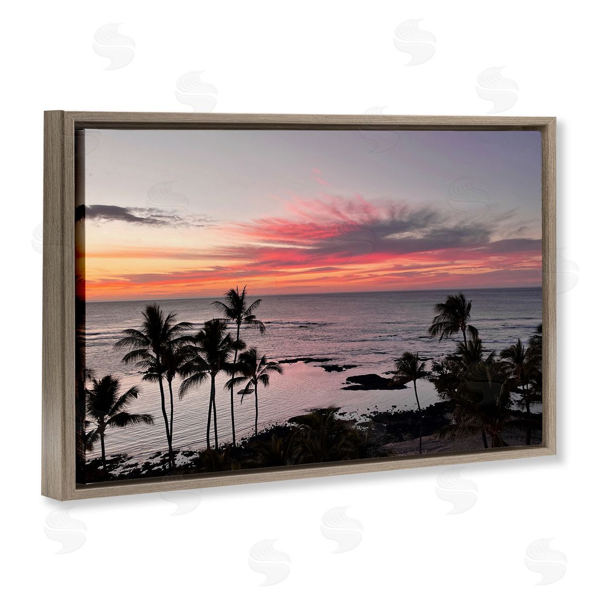 Fierce Sunset View Brown Floating Frame Canvas Wall Art, Home Decor by Kathy Mansfield