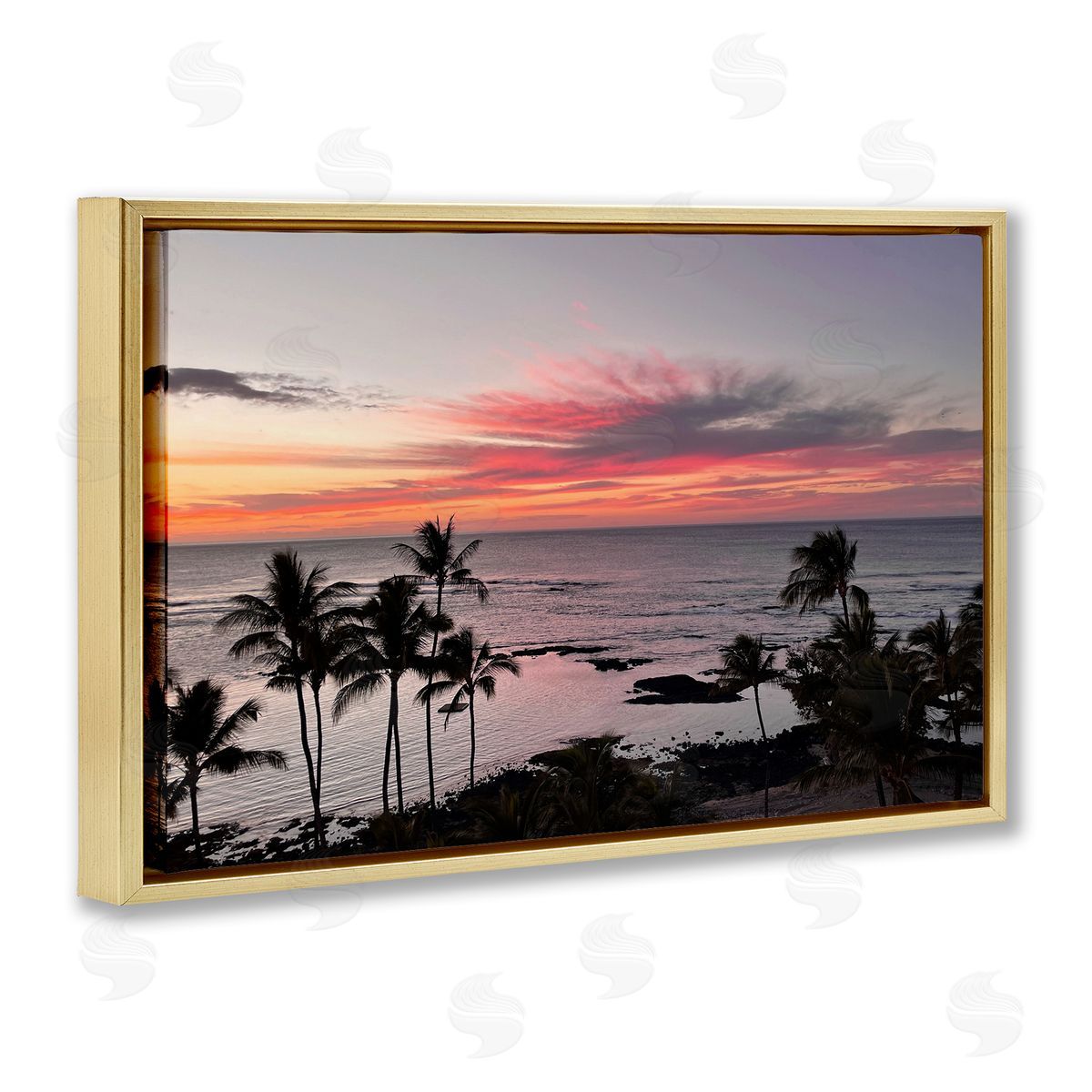 Fierce Sunset View Gold Floating Frame Canvas Wall Art, Home Decor by Kathy Mansfield