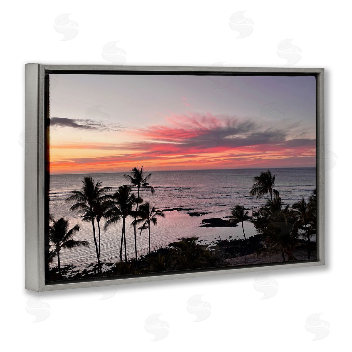 Fierce Sunset View Grey Floating Frame Canvas Wall Art, Home Decor by Kathy Mansfield