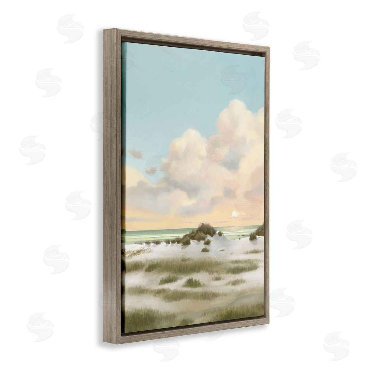 Land and Sea Painting Brown Floating Frame Canvas Wall Art, Home Decor by Lucca Sheppard