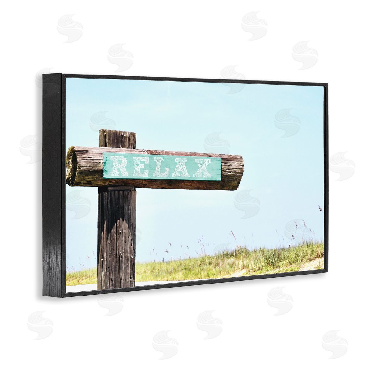 Relax Sign on Beach Black Frame Print Wall Art, Home Decor by Gail Peck