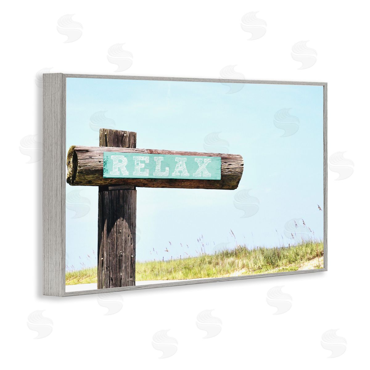 Relax Sign on Beach Grey Frame Print Wall Art, Home Decor by Gail Peck