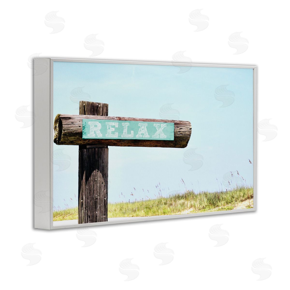Relax Sign on Beach White Frame Print Wall Art, Home Decor by Gail Peck