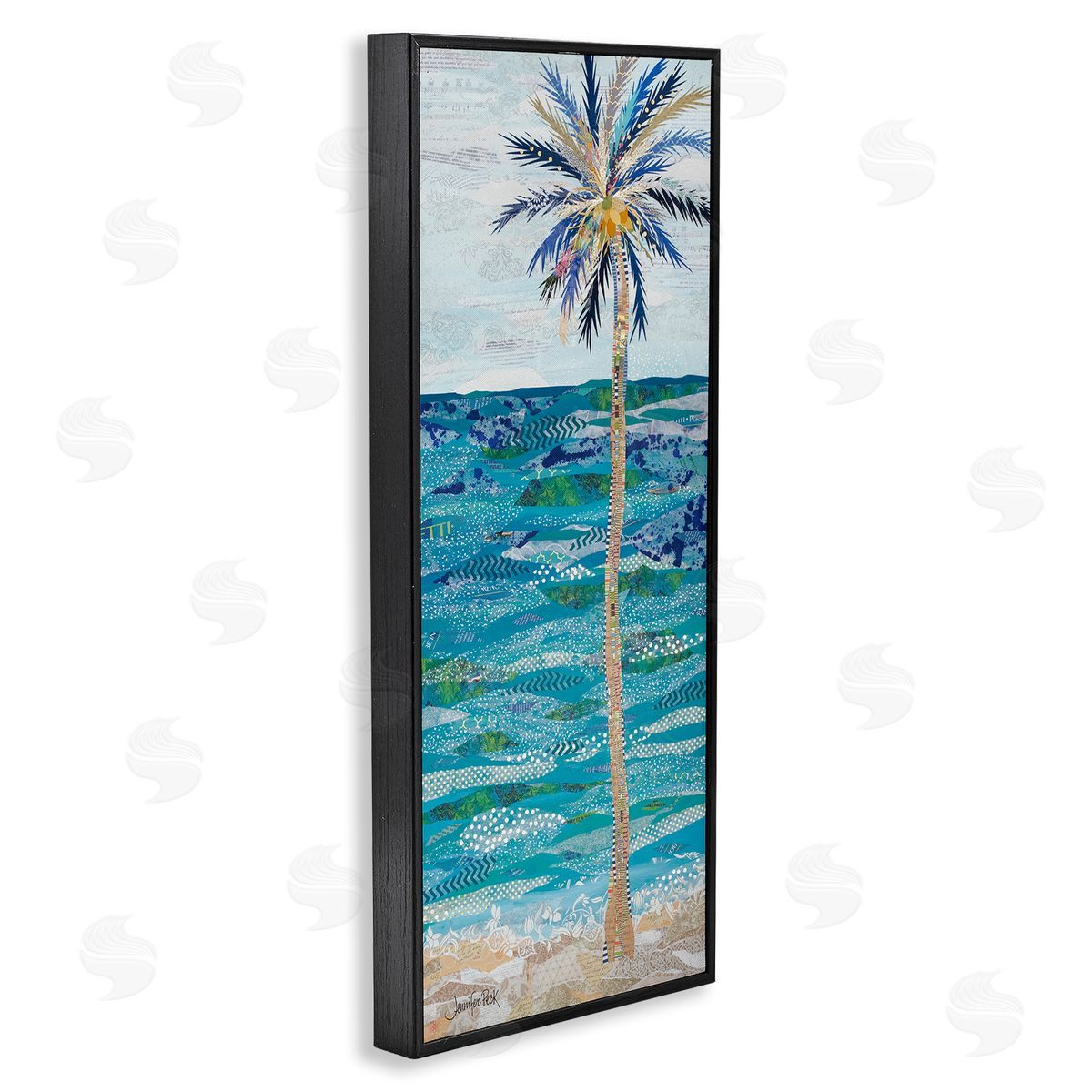Tangled in Blue Collage Black Frame Print Wall Art, Home Decor by Jennifer Peck