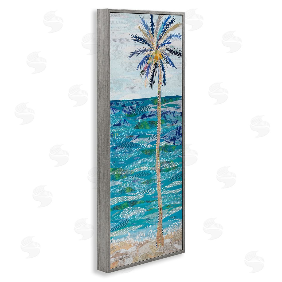 Tangled in Blue Collage Grey Frame Print Wall Art, Home Decor by Jennifer Peck
