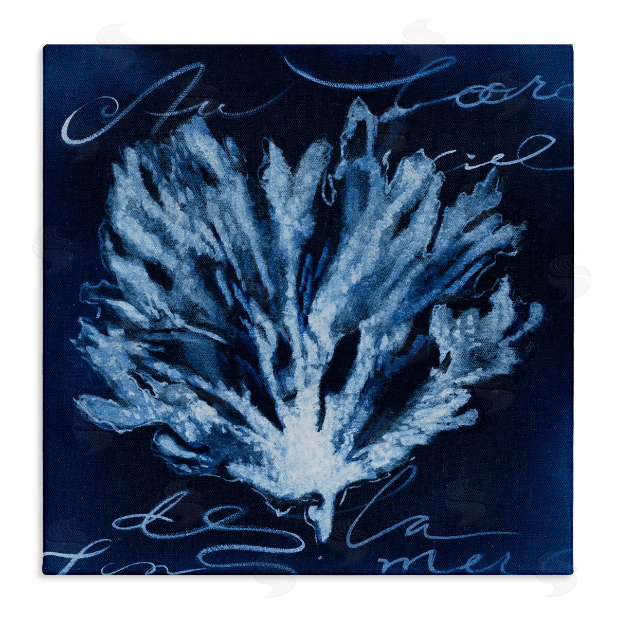 Vintage Cursive Coral Canvas Wall Art, Home Decor by Liz Jardine